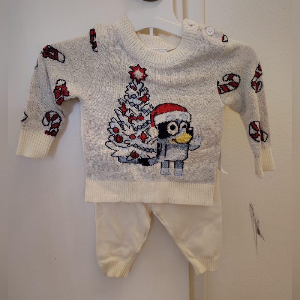 Baby BLUEY Holiday SANTA Sweater Set